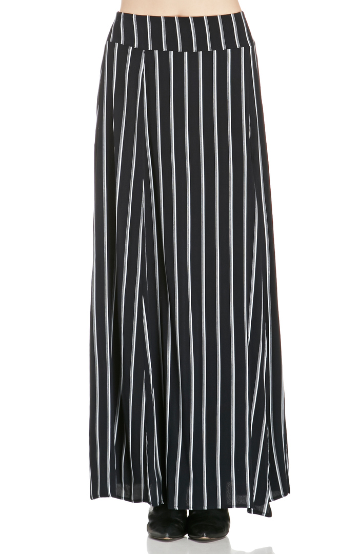 FLYNN SKYE RaRa Pinstripe Skirt in Black/White | DAILYLOOK