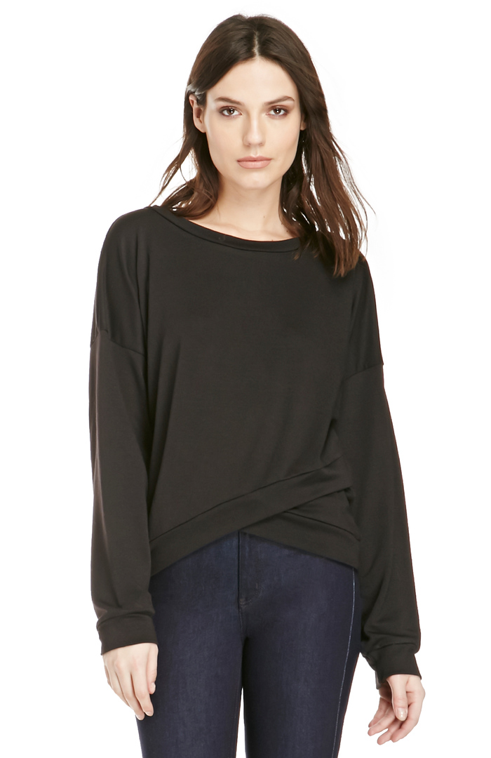 fraiche by J Cross Bottom Sweatshirt in Black | DAILYLOOK