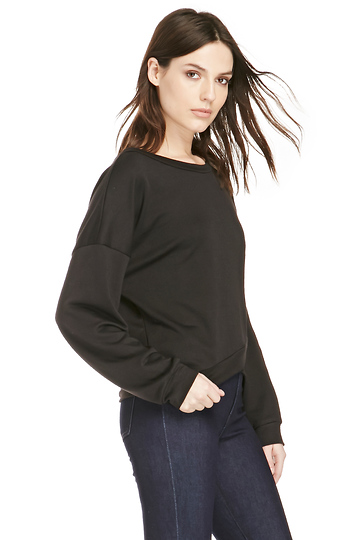 fraiche by J Cross Bottom Sweatshirt in Black | DAILYLOOK