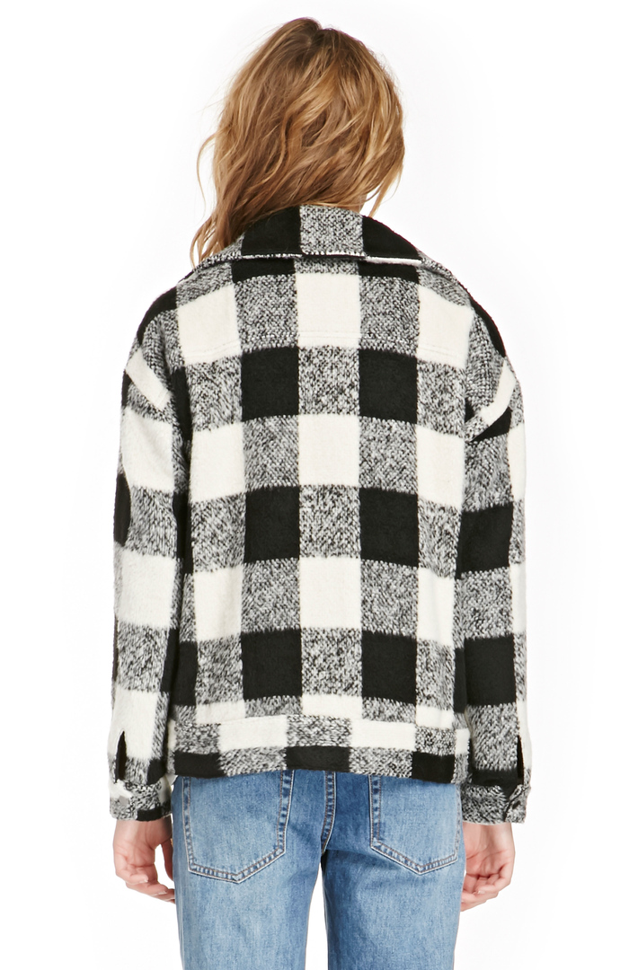 J.O.A. Woolen Checkered Jacket in Black/White | DAILYLOOK