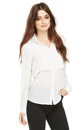 Stargazer Sheer Button Down In Ivory 