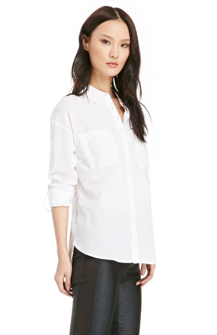 Classic Cotton Button Down Shirt in White | DAILYLOOK