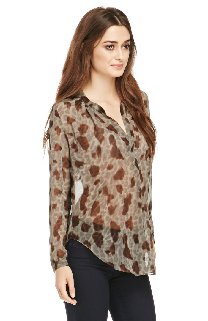 Sheer Leopard Print Blouse in Floral Multi | DAILYLOOK