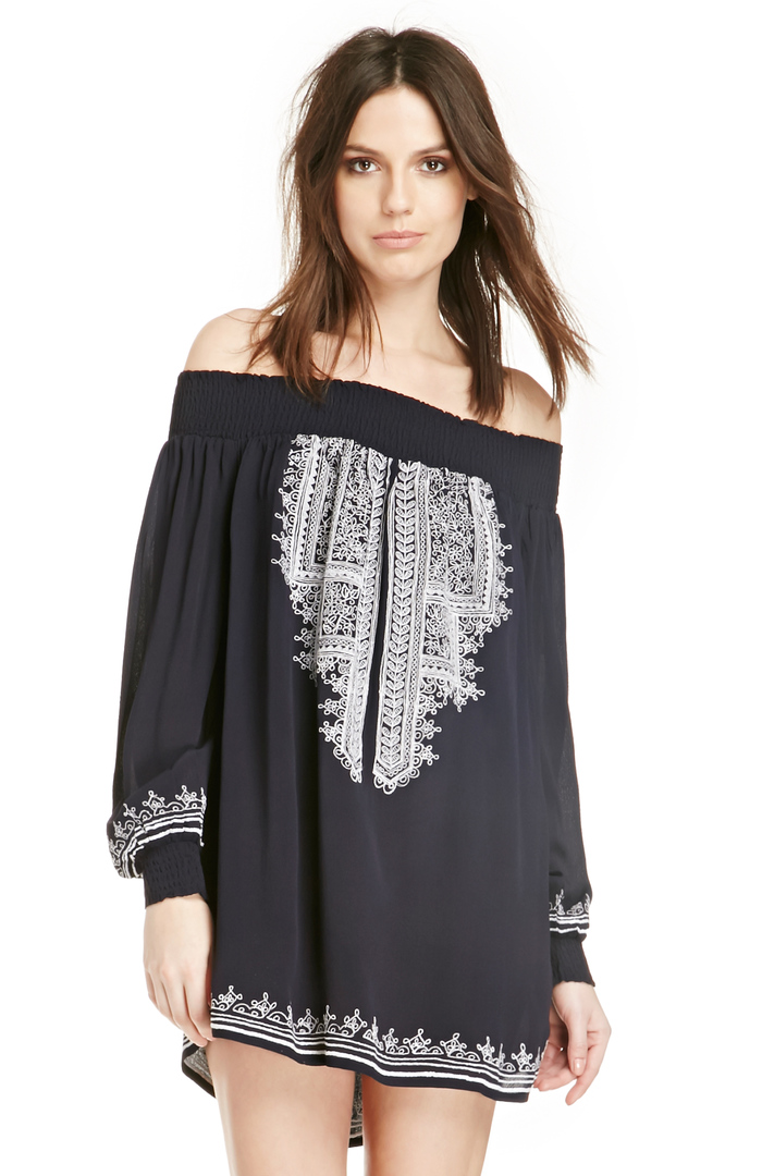 TULAROSA Jacqueline Straight Tunic in Navy | DAILYLOOK