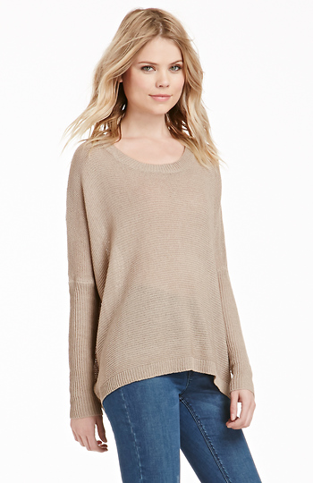 Denzel High Low Knit Sweater in Taupe | DAILYLOOK