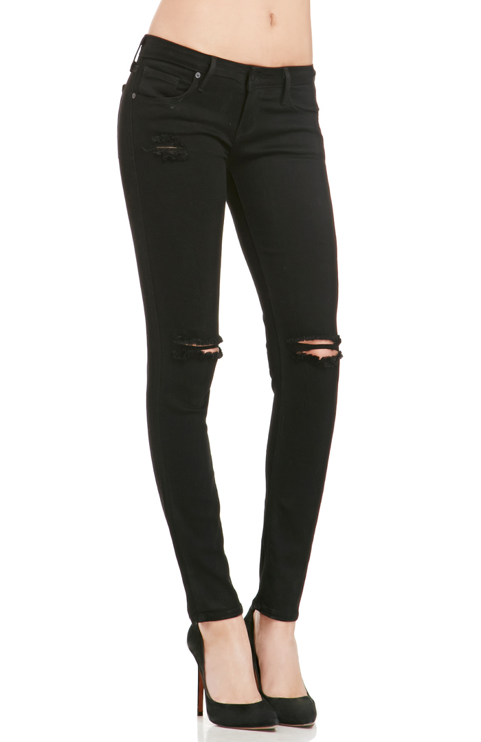 Just Black Dina Distressed Super Skinny Jeans in Black | DAILYLOOK
