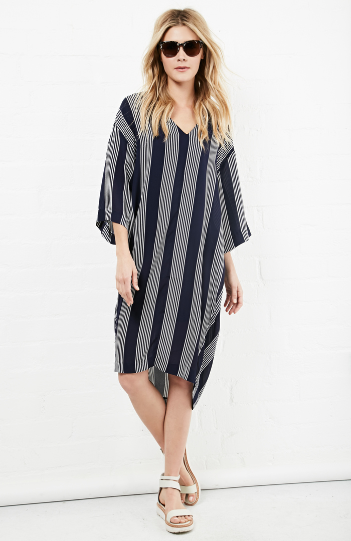 Striped Sudeikis Caftan in Navy/White | DAILYLOOK