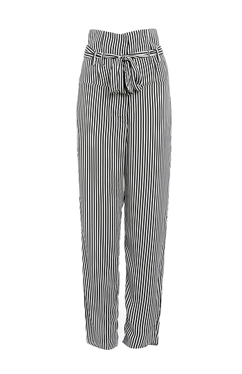 Six Crisp Days High Waist Striped Tie Pants in Black/White | DAILYLOOK