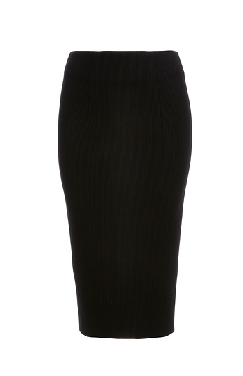 Six Crisp Days Ribbed Knit Pencil Skirt in Black | DAILYLOOK