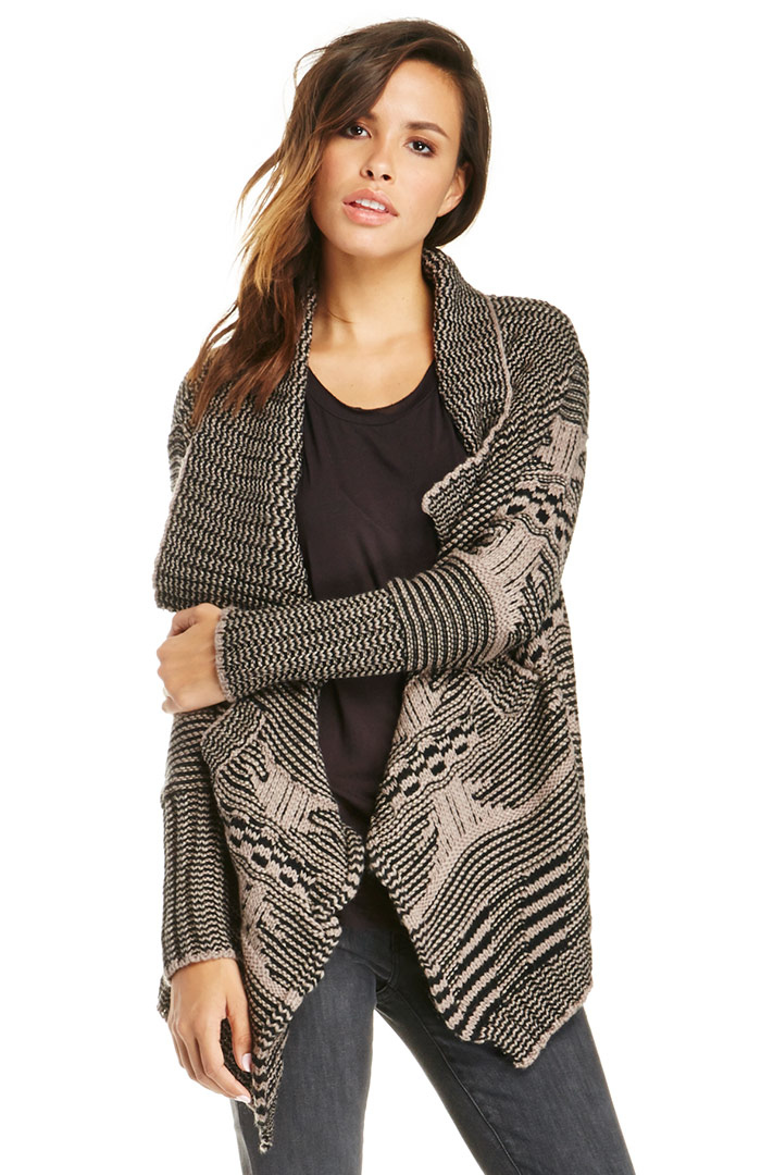 Cozy Mixed Knit Cardigan in Charcoal | DAILYLOOK