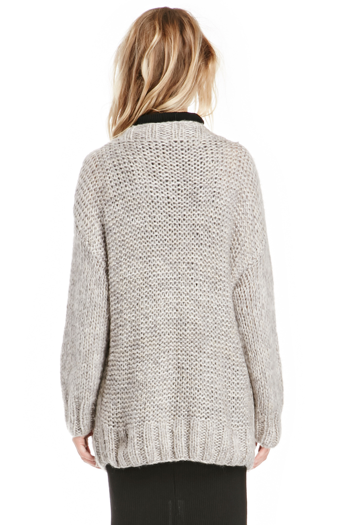 Oversized Open Knit Cardigan in Grey DAILYLOOK