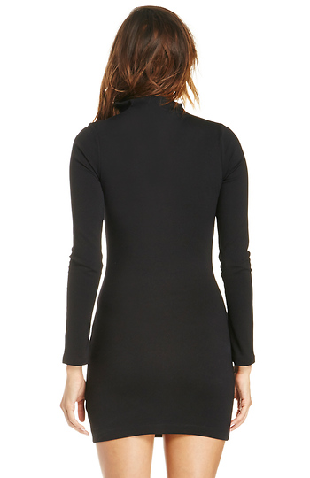 DAILYLOOK Zip Collar Mini Dress in Black | DAILYLOOK