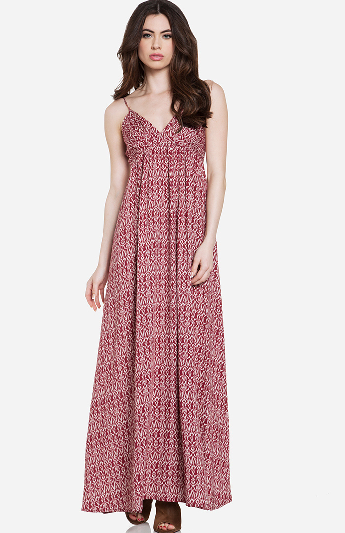 Tribal Tie Back Maxi Dress in Red | DAILYLOOK