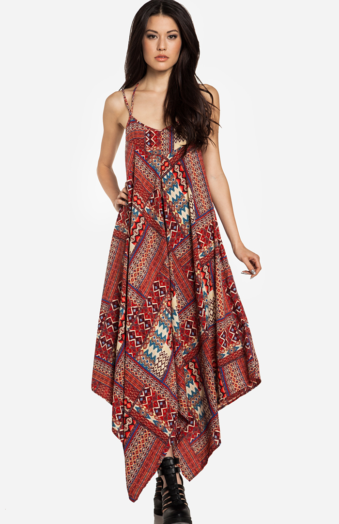 Oversized Tribal Maxi Dress In Red Dailylook 6412