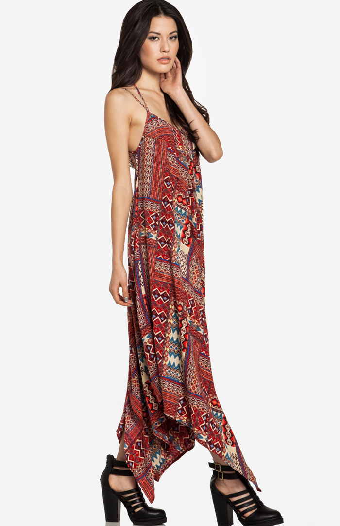 Oversized Tribal Maxi Dress In Red Dailylook