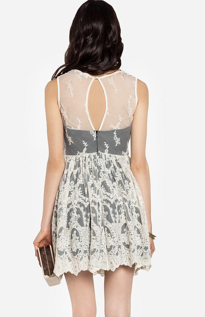 Glamorous Embroidered Fit And Flare Dress In Black Beige Dailylook