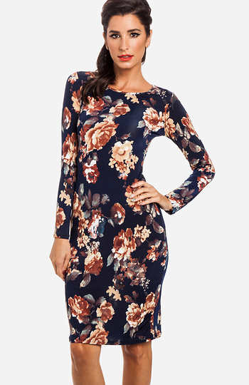 Fall's Floral Midi Dress Slide 1