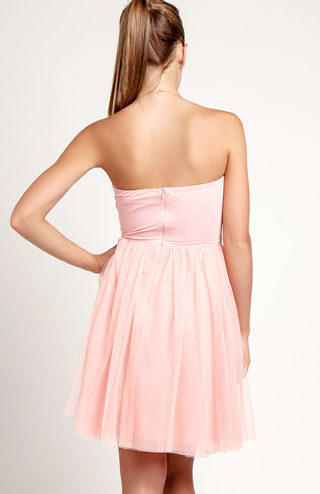 Strapless Tulle Dress in Pink | DAILYLOOK