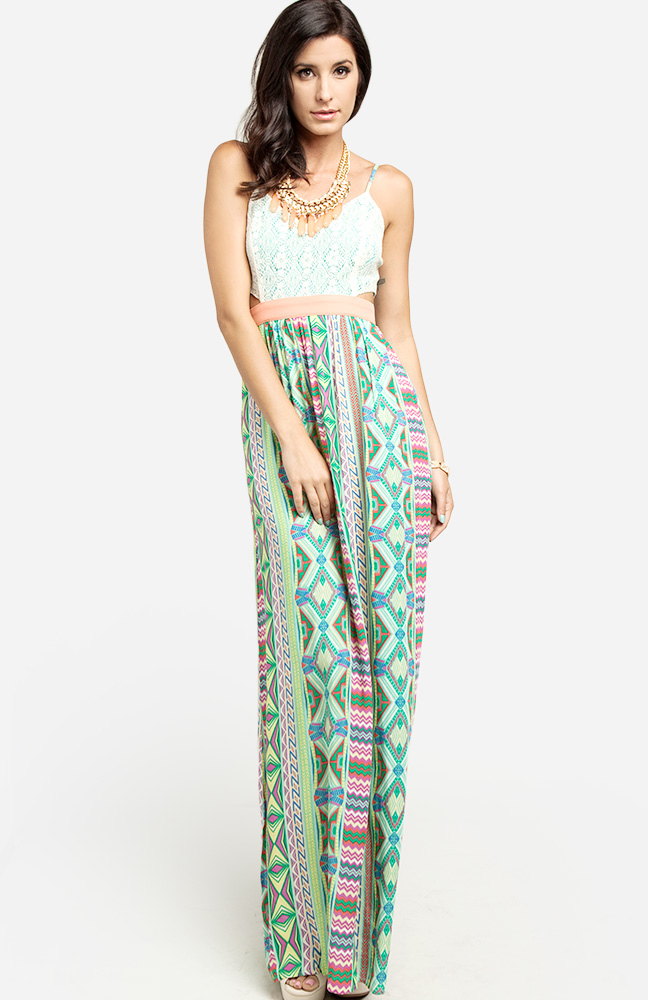 Colorful Cutout Maxi Dress in Floral Multi | DAILYLOOK