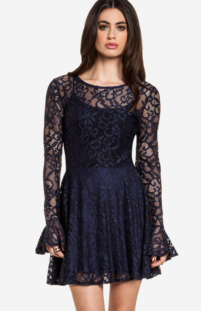 For Love & Lemons Curtsey Dress in Navy | DAILYLOOK