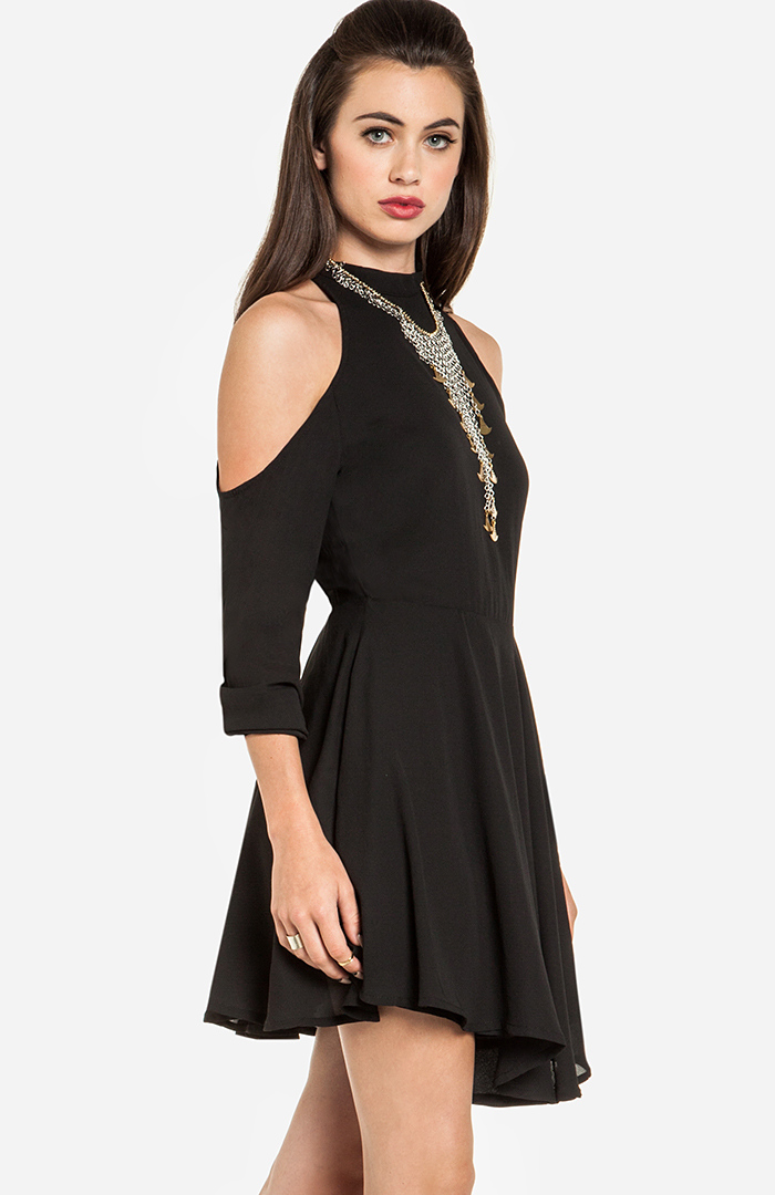 Glamorous Cutout Shoulder Dress in Black DAILYLOOK