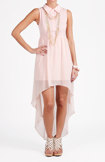 High Low Collared Cutout Back Dress Slide 1