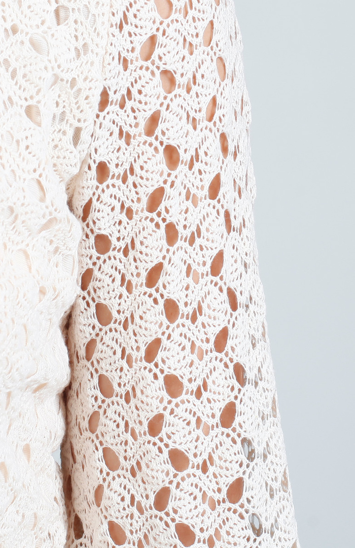 Long Sleeve Crochet Dress in Cream DAILYLOOK