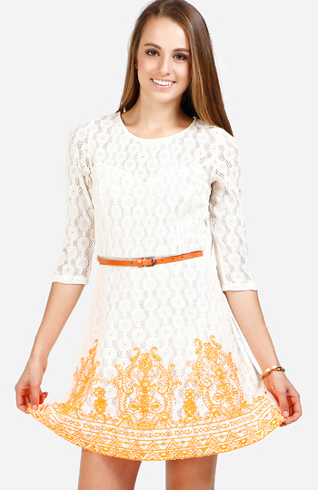 Neon Embroidered Lace Dress Slide 1