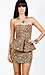 Strapless Leopard Print Peplum Dress Thumb 1