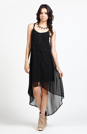 Sheer Panel High Low Dress Slide 1