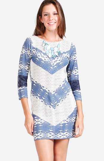 Zipper Back Tribal Print Dress Slide 1