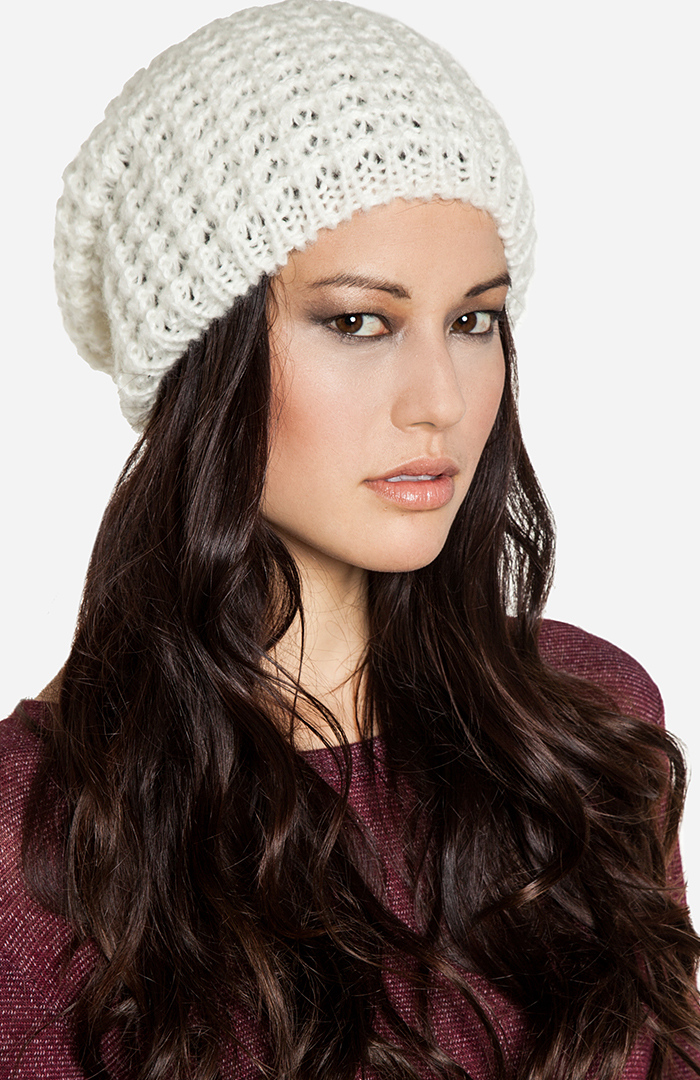 Oversized Knit Beanie in Ivory DAILYLOOK