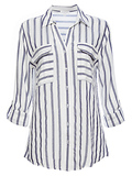 Shayla Striped Button Up Shirt w/ Contrast Pockets