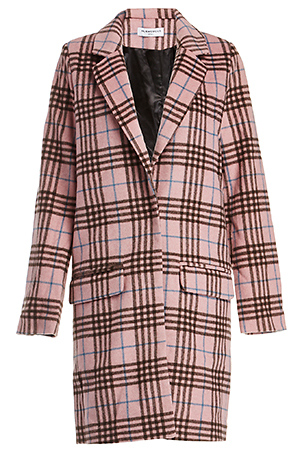 Glamorous Plaid Checked Longline Coat in Pink | DAILYLOOK