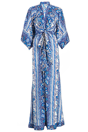 TULAROSA Rosella Kimona Maxi Dress in Blue | DAILYLOOK