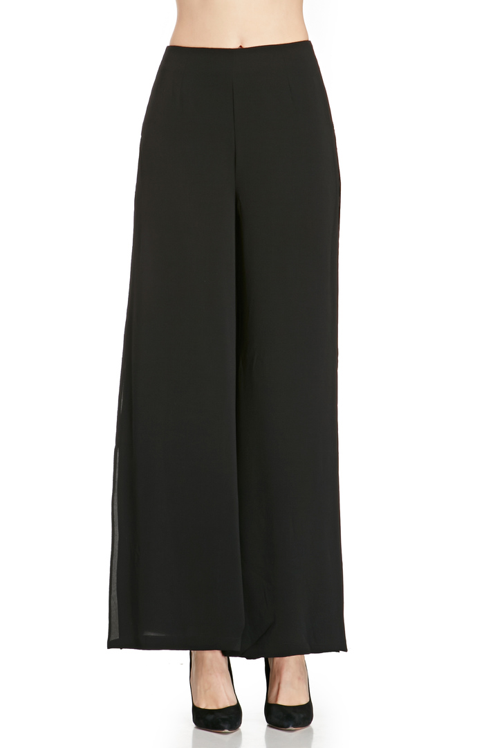 Side Split Palazzo Pants in Black | DAILYLOOK