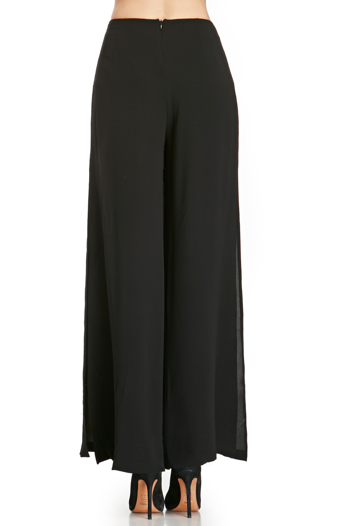 Side Split Palazzo Pants in Black | DAILYLOOK