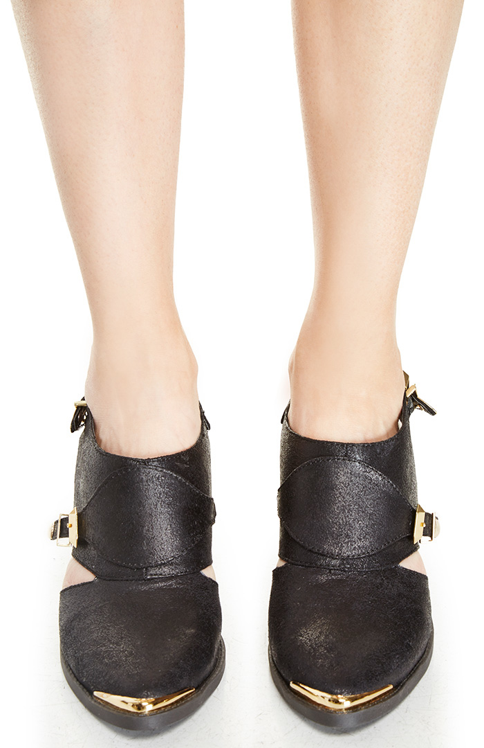 Ankle Cut-Out Booties in Black | DAILYLOOK