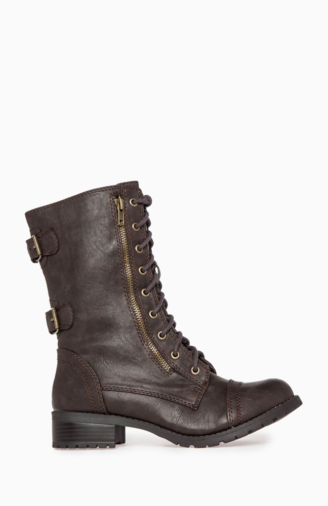 Monochrome Combat Boot In Brown Dailylook