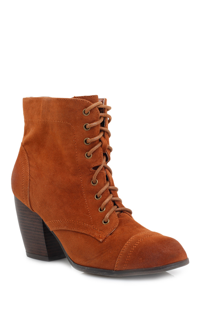 low heel lace up bootie