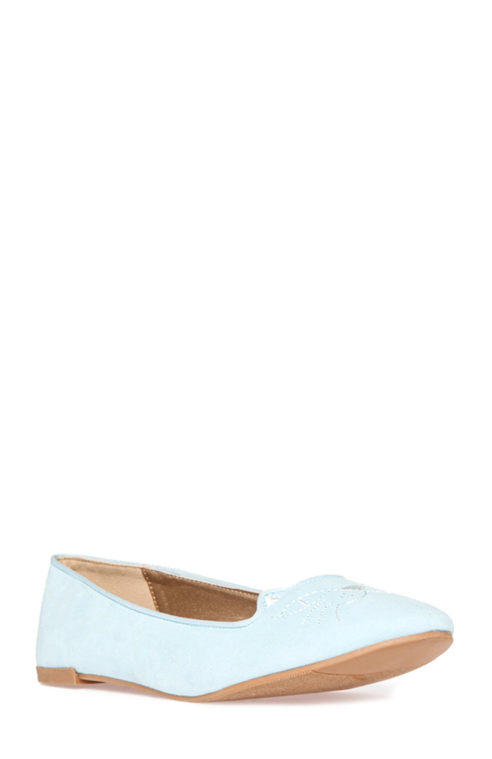 Smiling Cat Flats in Light Blue | DAILYLOOK