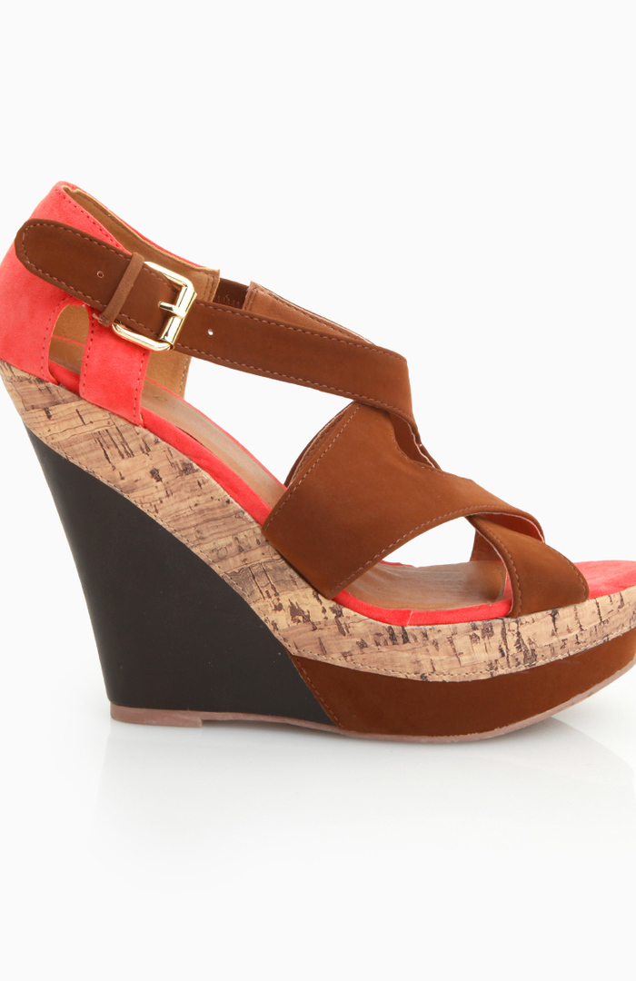 Color Block Cork Wedges by Qupid