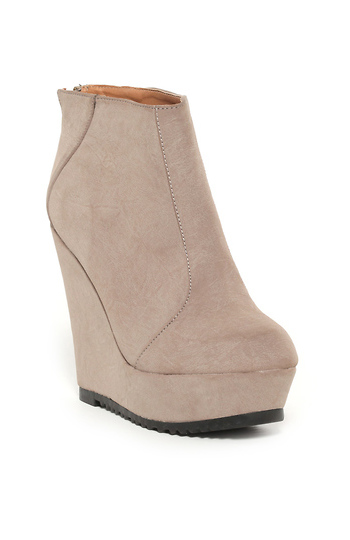 Taupe Wedge Booties Slide 1