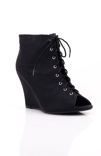 Lace-Up Bootie Wedge by Bamboo