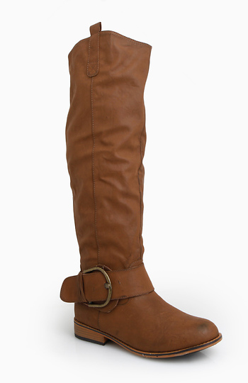 Tall Riding boot with gold buckle Slide 1