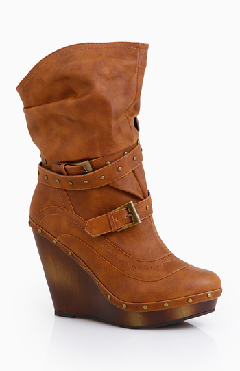 Buckle Wedge Boots Slide 1