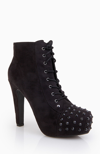 Studded Toe Lace Up Bootie Slide 1