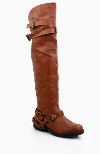 Double Buckle Knee High Riding Boots Slide 1