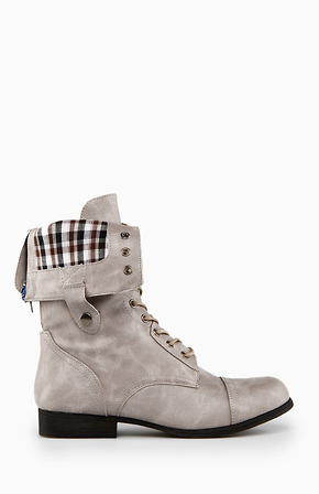 Combat boots clearance with plaid lining