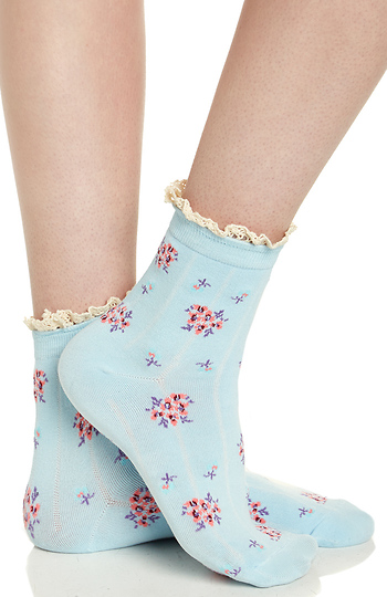 Floral Frill Socks In Blue Dailylook 8988